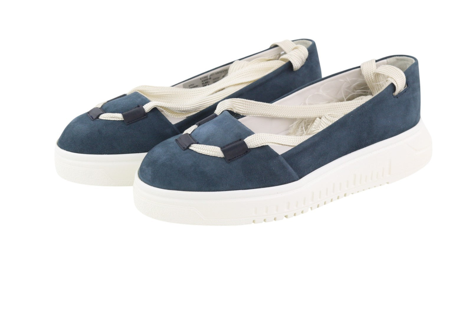 EMPORIO ARMANI X3X085 Women Shoes EU37 Blue Suede Leather Platform Sole Laced