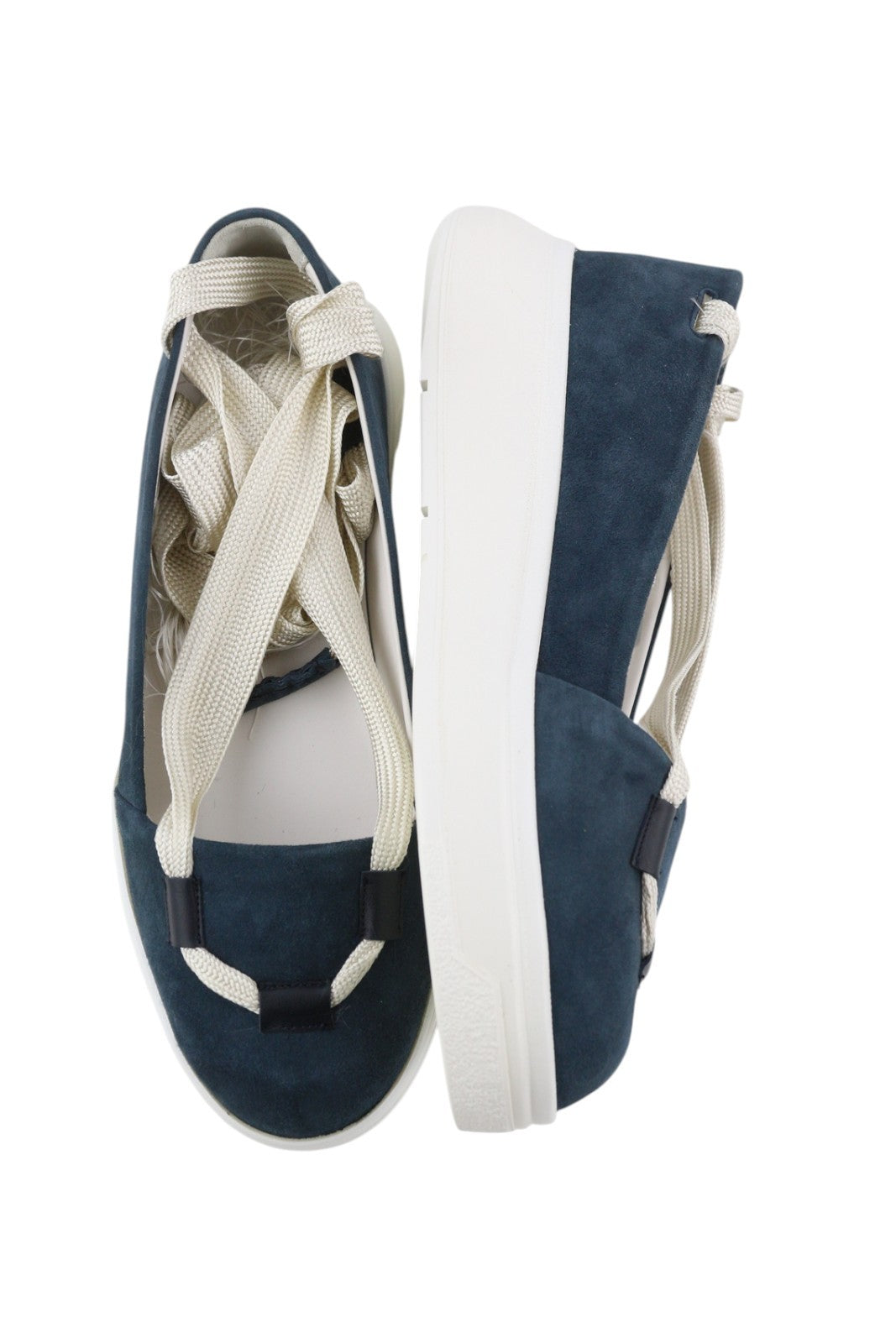 EMPORIO ARMANI X3X085 Women Shoes EU37 Blue Suede Leather Platform Sole Laced