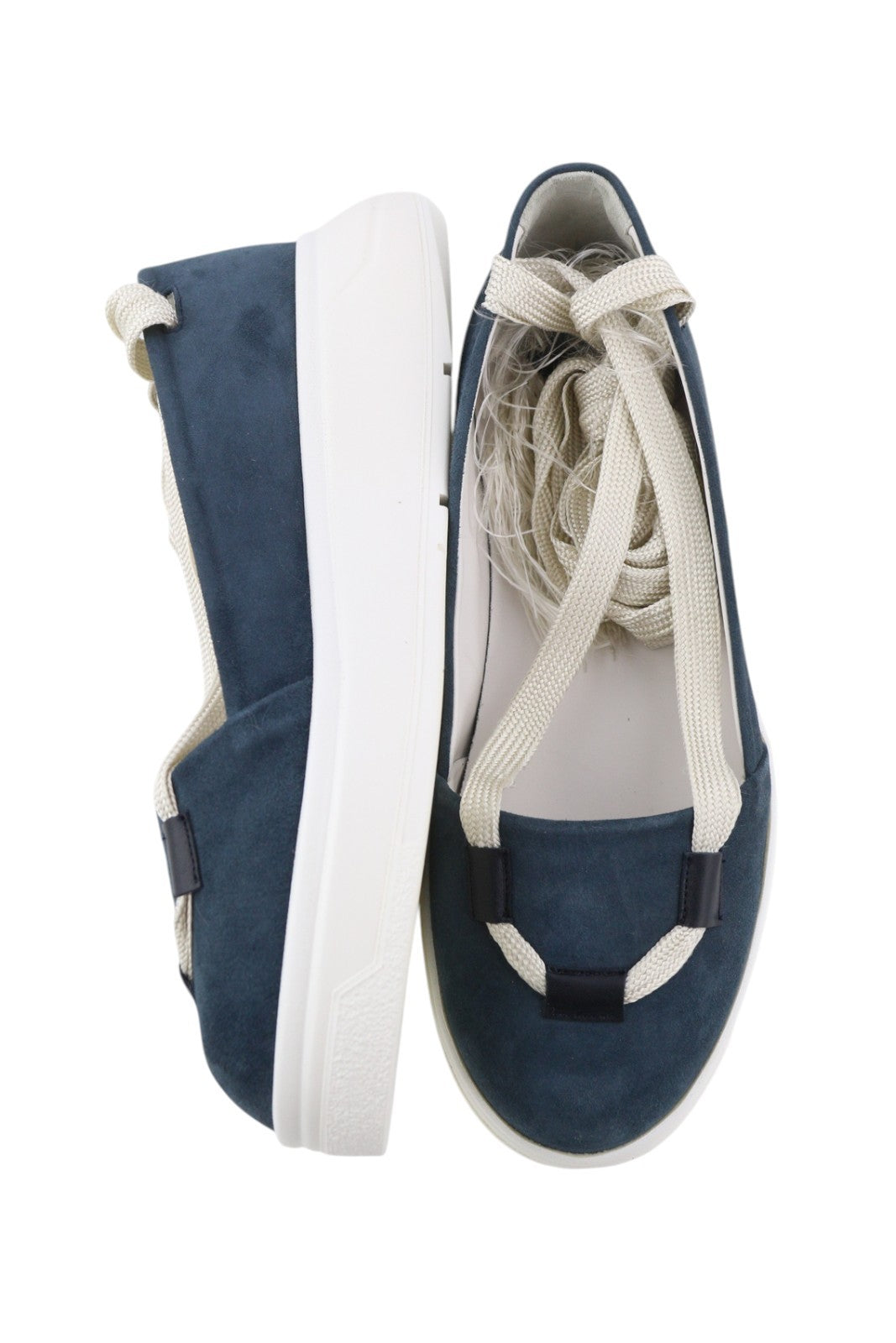 EMPORIO ARMANI X3X085 Women Shoes EU37 Blue Suede Leather Platform Sole Laced