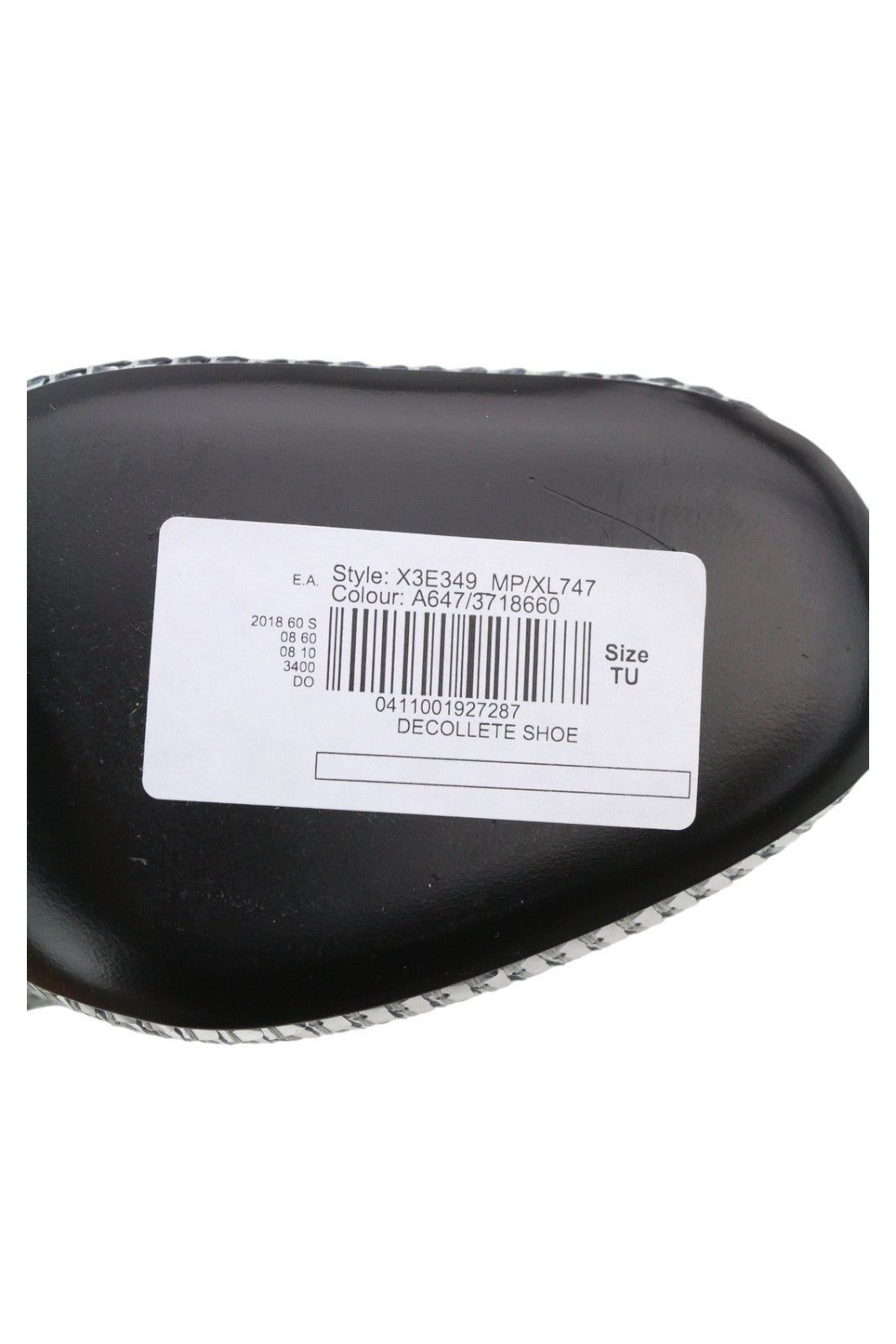 EMPORIO ARMANI X3E349 Women Heels EU37 Silver Shiny Sequins Round Toe Pumps