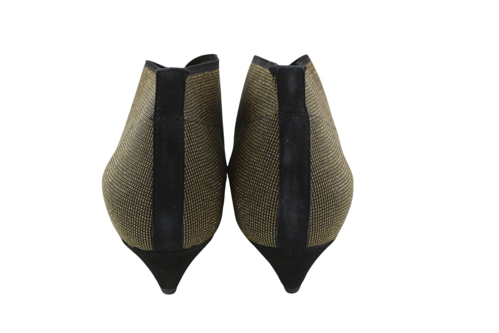 EMPORIO ARMANI X3M257 Women Heels EU37 Brown Shiny Glitter Pointed Ankle Length