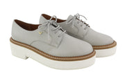 EMPORIO ARMANI X3C139 Women Shoes EU37 Grey Leather Platform Sole Oxford RRP€226