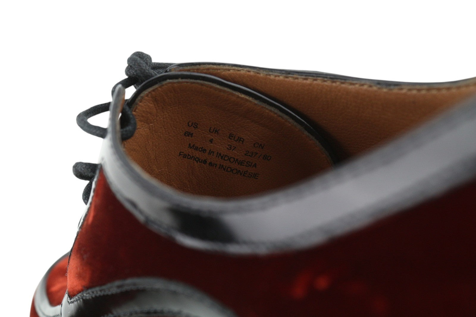 EMPORIO ARMANI Women Shoes EU37 Burgundy Velvet Platform Sole Round Toe Laced