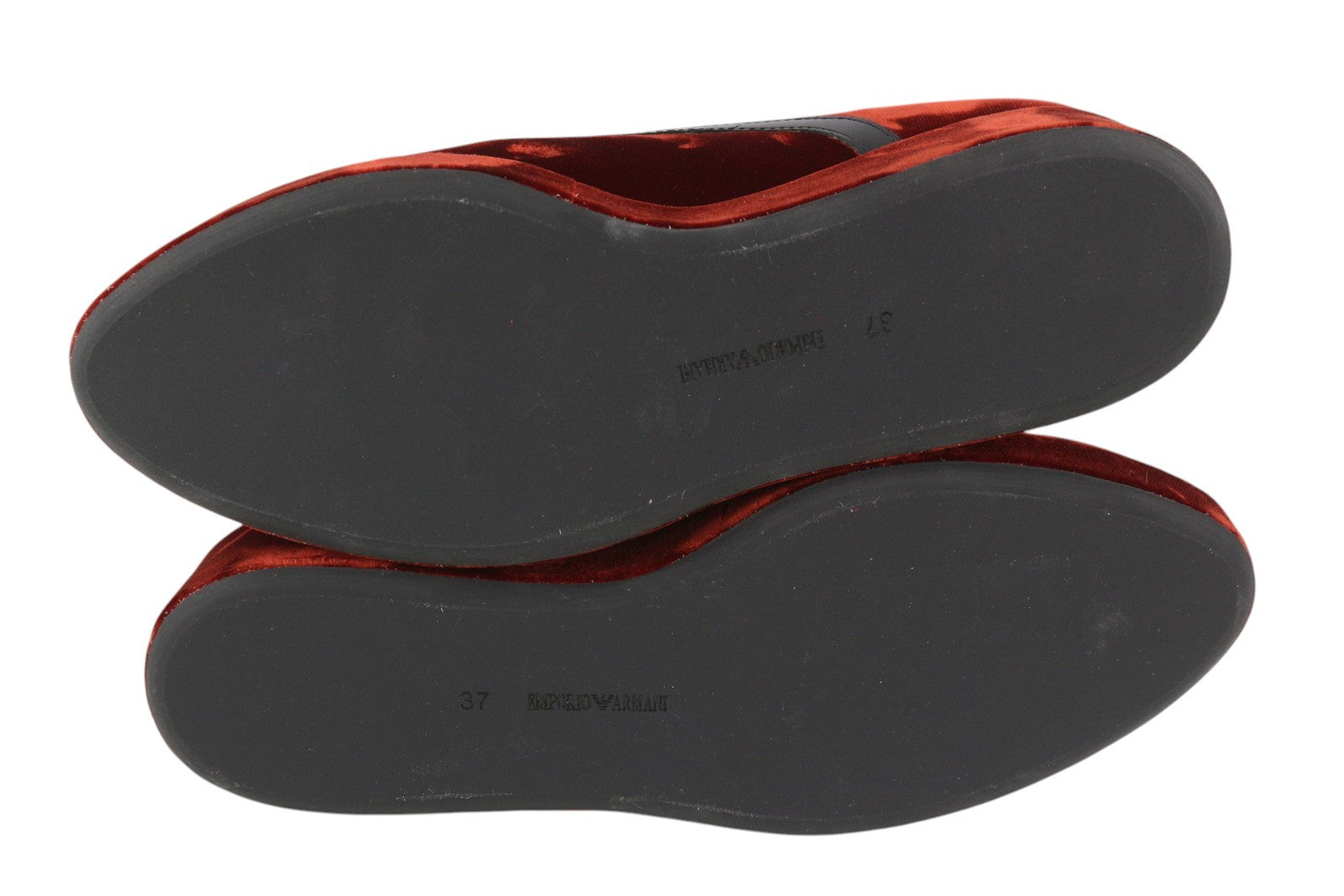 EMPORIO ARMANI Women Shoes EU37 Burgundy Velvet Platform Sole Round Toe Laced