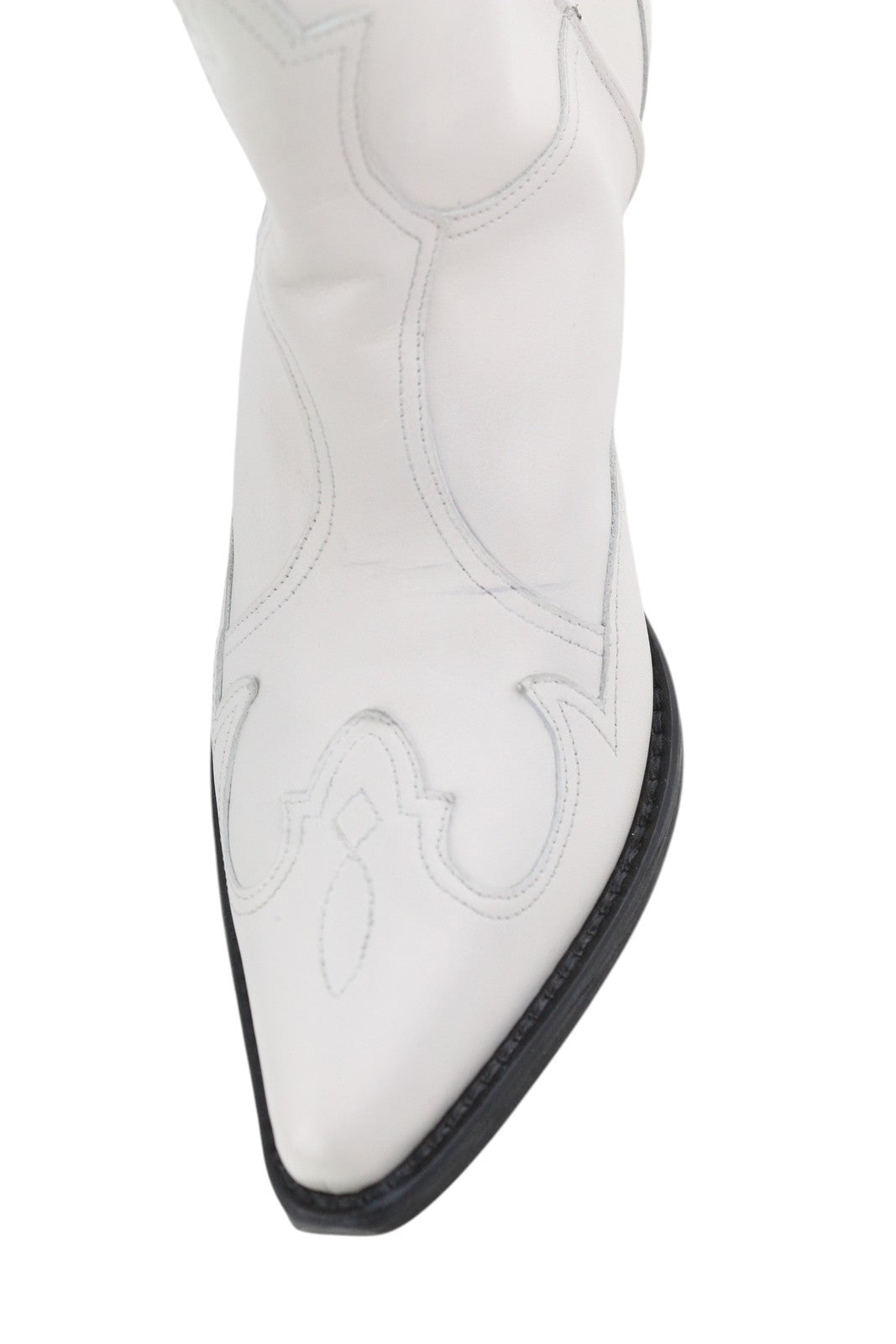 EMPORIO ARMANI X3N137 Women Boots EU37 Light White Leather Pointed Toe Cowboy