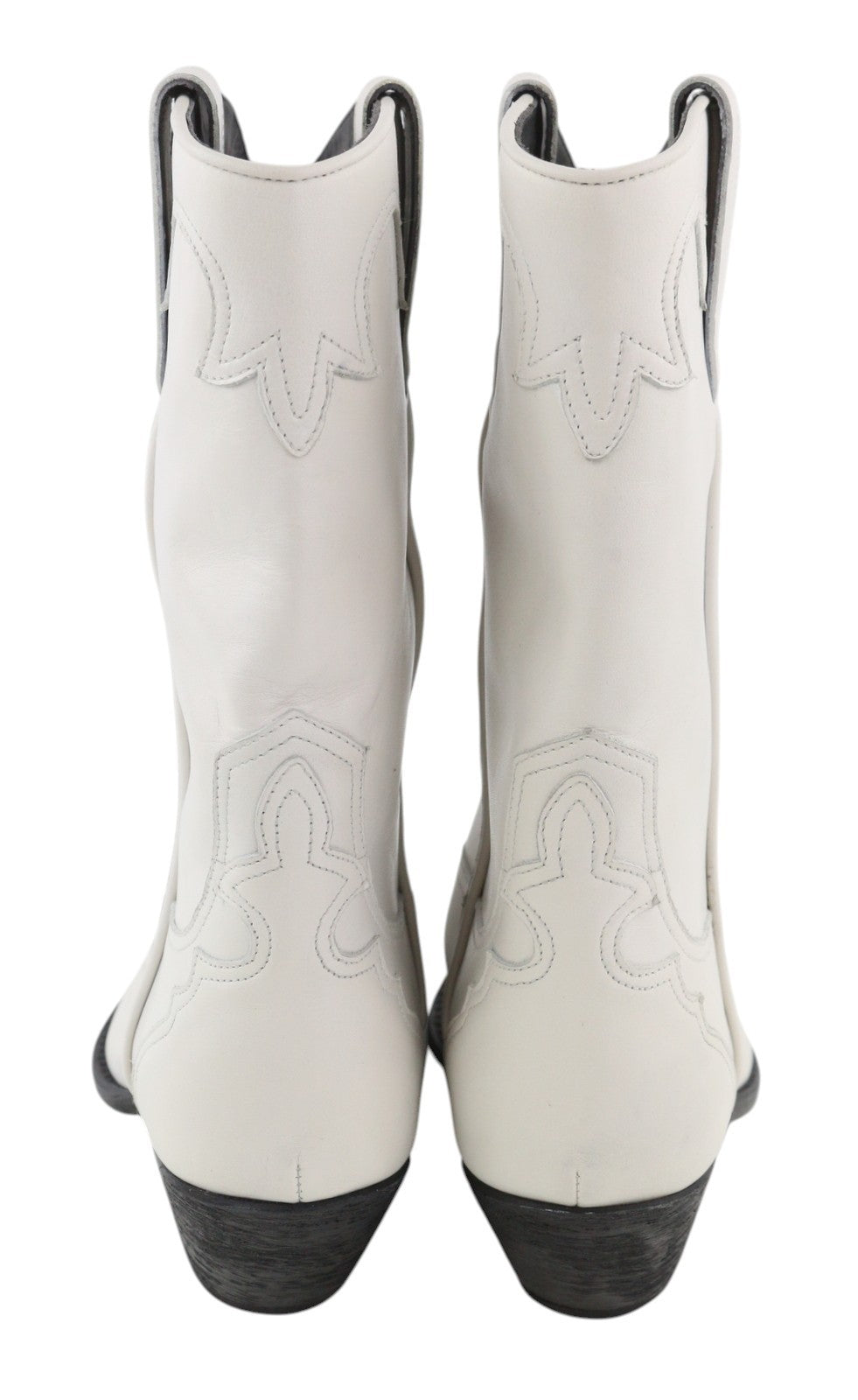 EMPORIO ARMANI X3N137 Women Boots EU37 Light White Leather Pointed Toe Cowboy