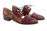 EMPORIO ARMANI X3D227 Women Flats EU37 Burgundy Leather Ballet Almond Toe Straps