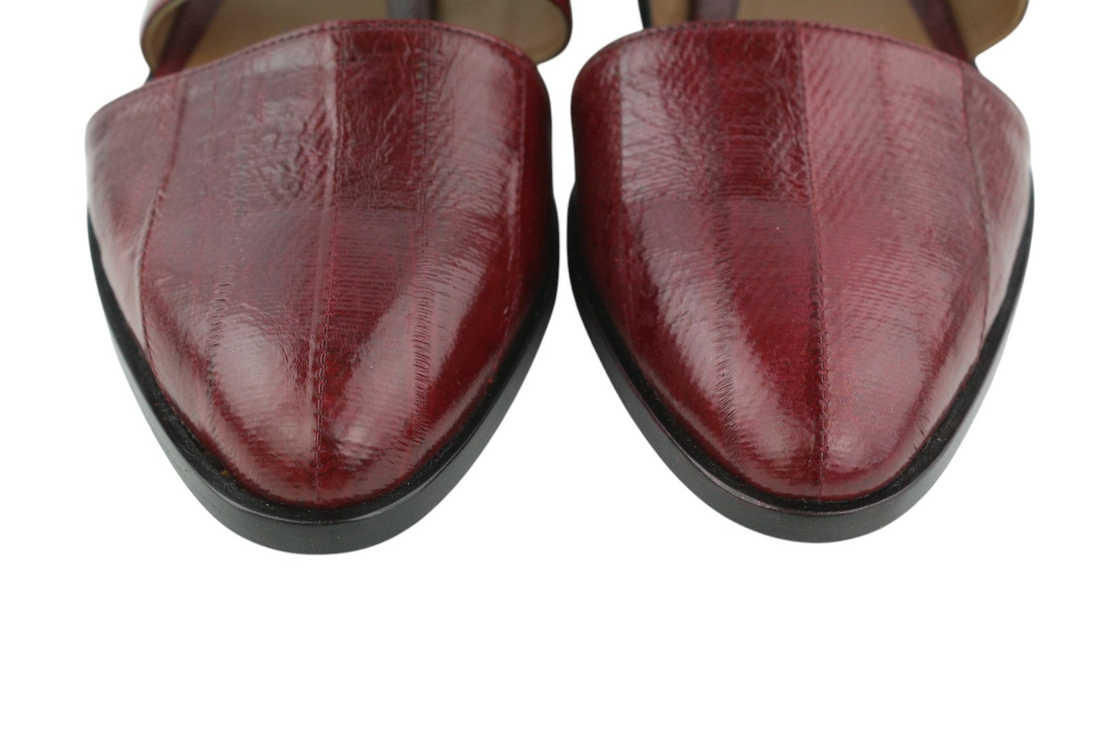 EMPORIO ARMANI X3D227 Women Flats EU37 Burgundy Leather Ballet Almond Toe Straps