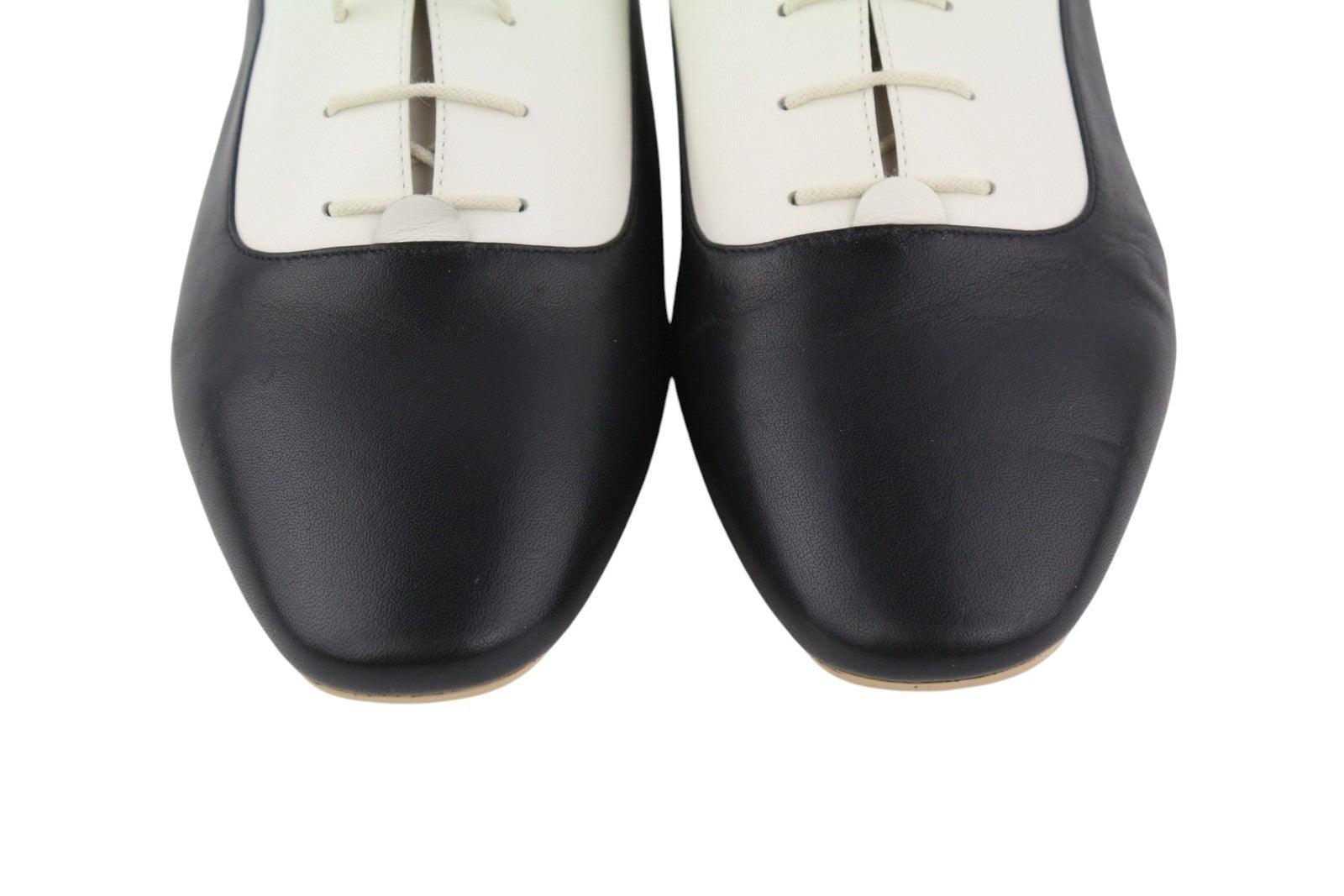 EMPORIO ARMANI Women Shoes EU37 Leather Low Top Lace Up Almond Toe Logo Casual