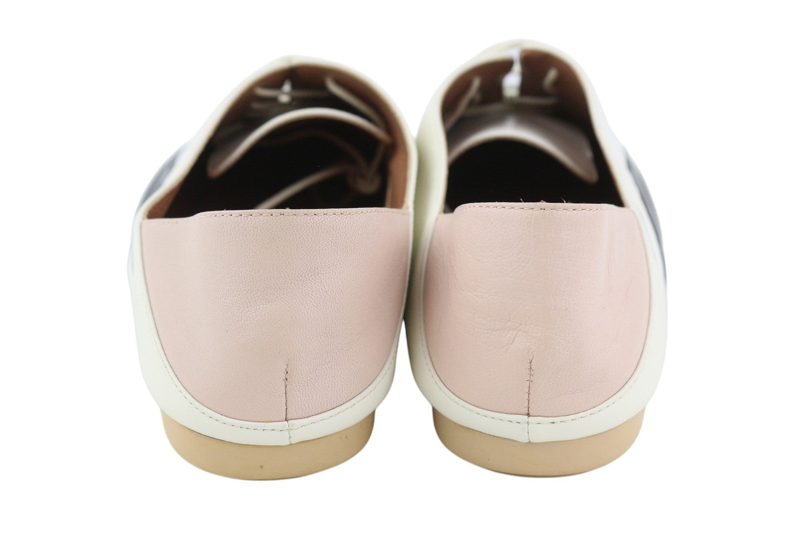 EMPORIO ARMANI Women Shoes EU37 Leather Low Top Lace Up Almond Toe Logo Casual