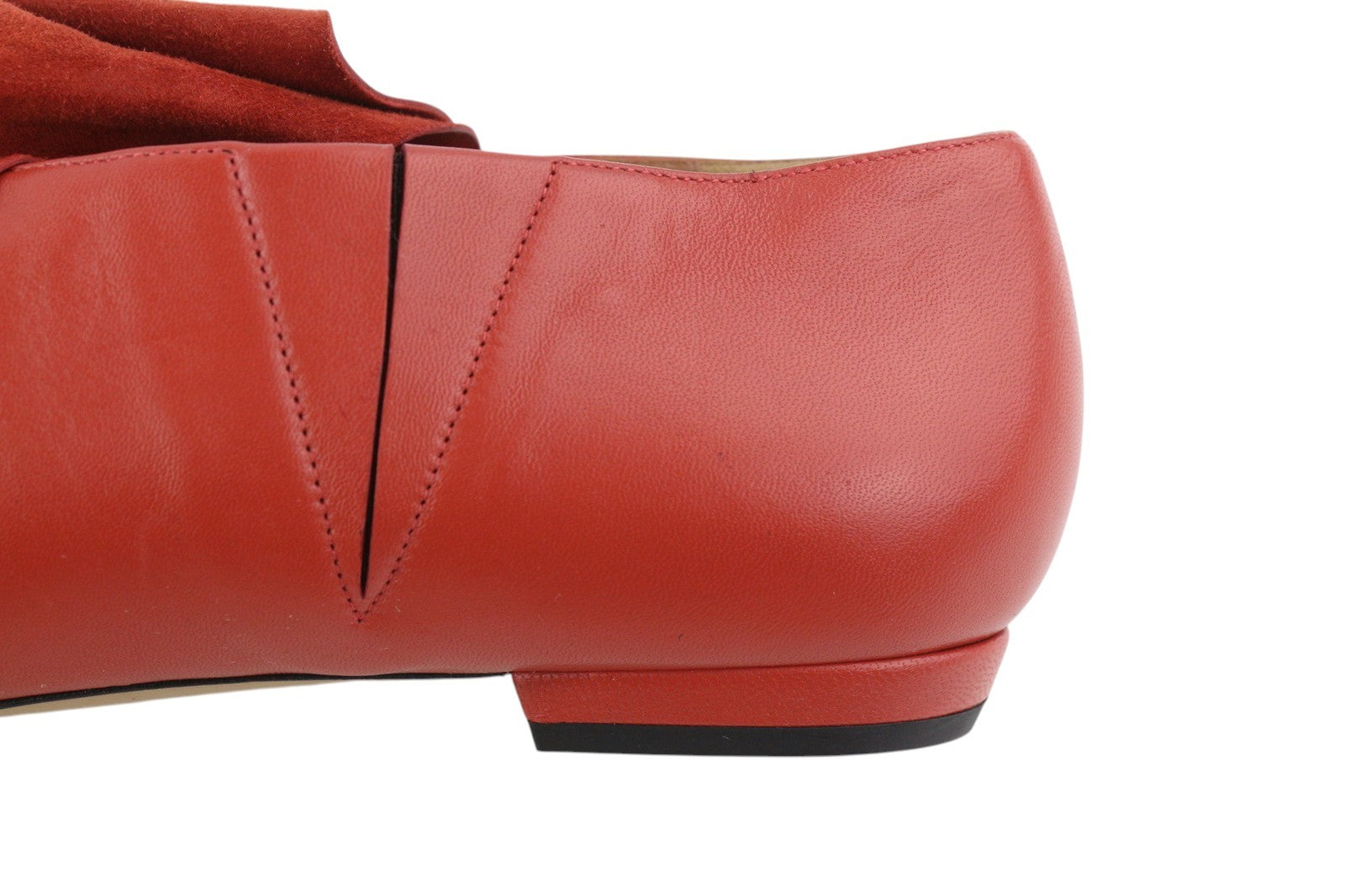 EMPORIO ARMANI X3D223 Women Flats EU37 Red Leather Pointed Toe Slip On Casual