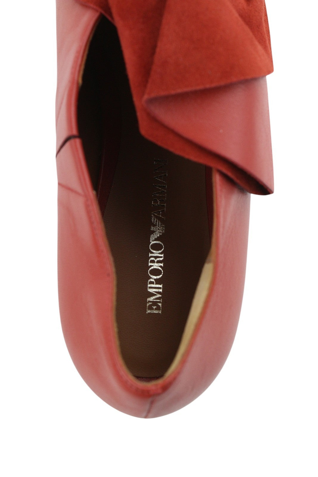 EMPORIO ARMANI X3D223 Women Flats EU37 Red Leather Pointed Toe Slip On Casual