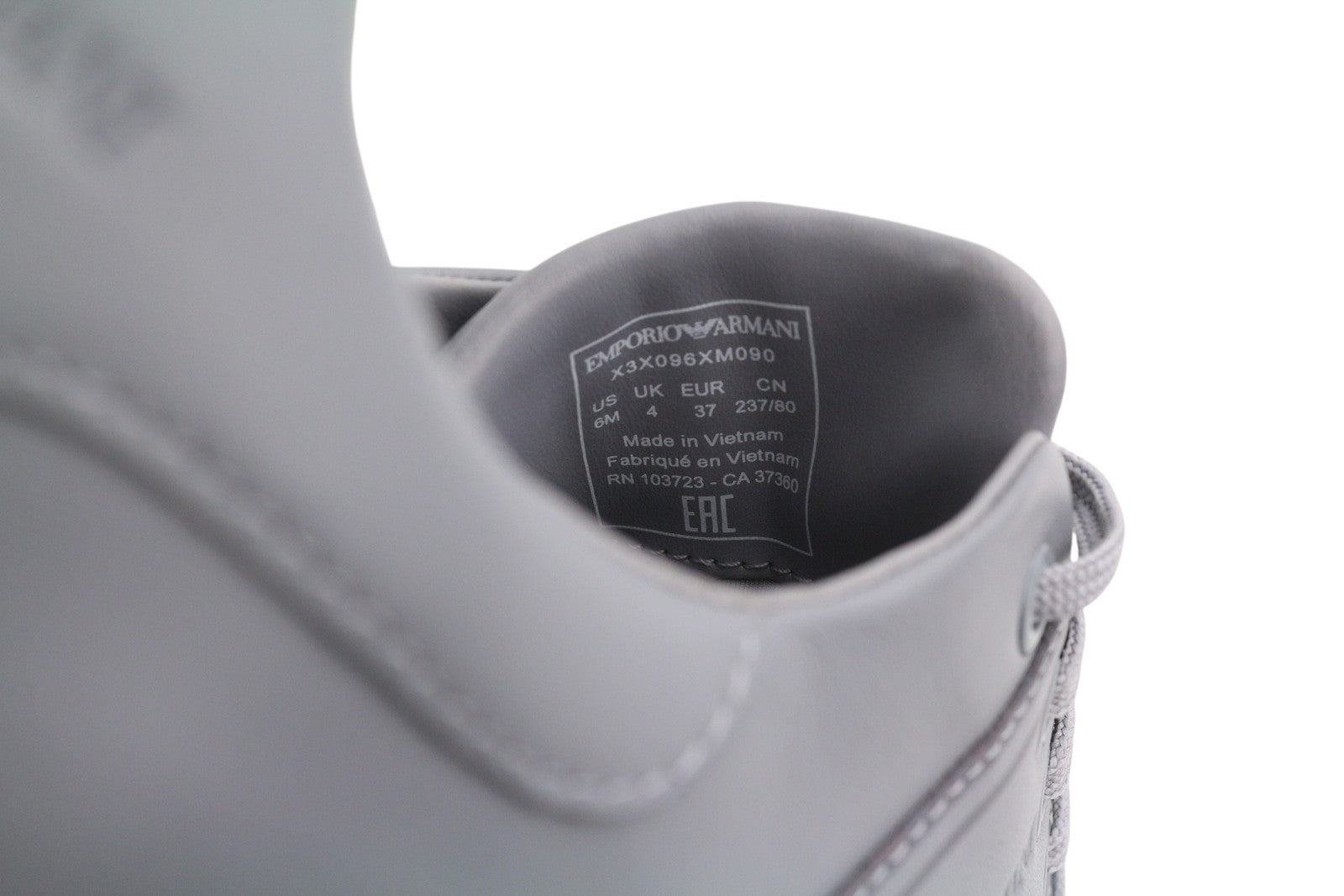 EMPORIO ARMANI X3X096 Women Sneakers EU37 Grey Leather Round Toe Low Top RRP€169