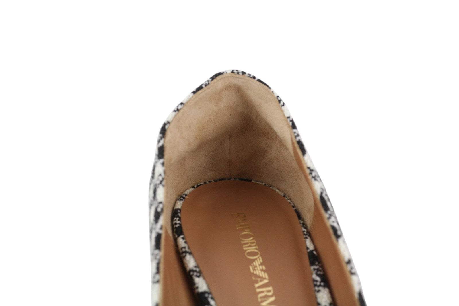 EMPORIO ARMANI Women Heels EU37 Houndstooth Pointed Toe Block Heeled Casual