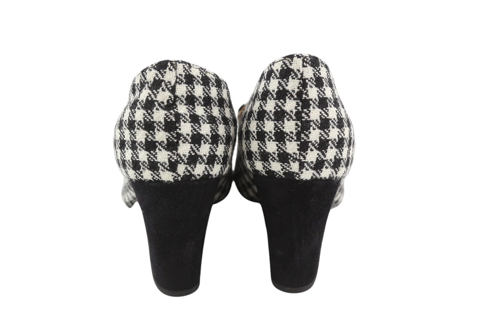 EMPORIO ARMANI Women Heels EU37 Houndstooth Pointed Toe Block Heeled Casual