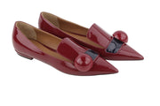 EMPORIO ARMANI Women Flats EU37 Burgundy Patent Leather Pointed Toe Slip On