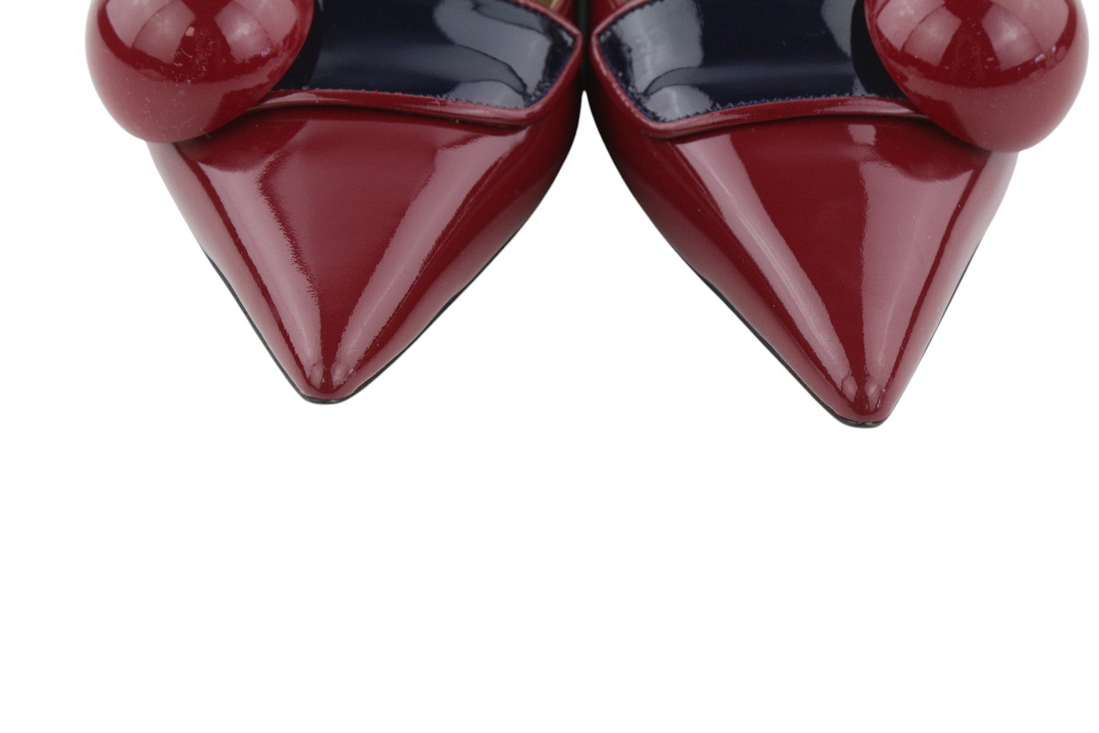 EMPORIO ARMANI Women Flats EU37 Burgundy Patent Leather Pointed Toe Slip On