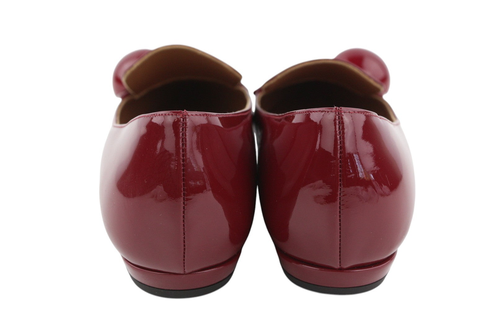 EMPORIO ARMANI Women Flats EU37 Burgundy Patent Leather Pointed Toe Slip On