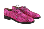 EMPORIO ARMANI Women Shoes EU37 Pink Shiny Glitter Leather Lace Up Low Casual