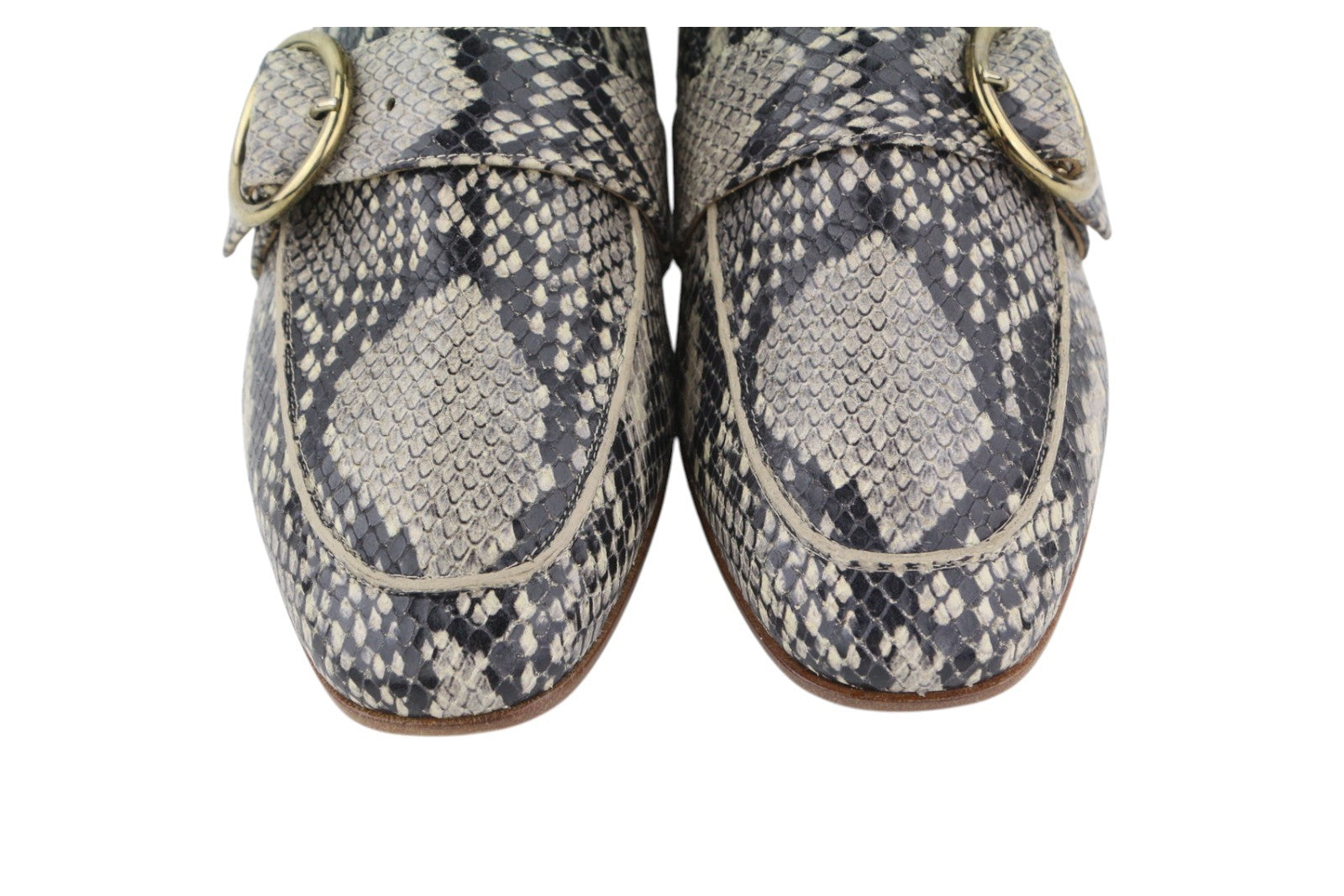 EMPORIO ARMANI Women Boots EU37 Leather Ankle Snake Python Printed Almond Toe