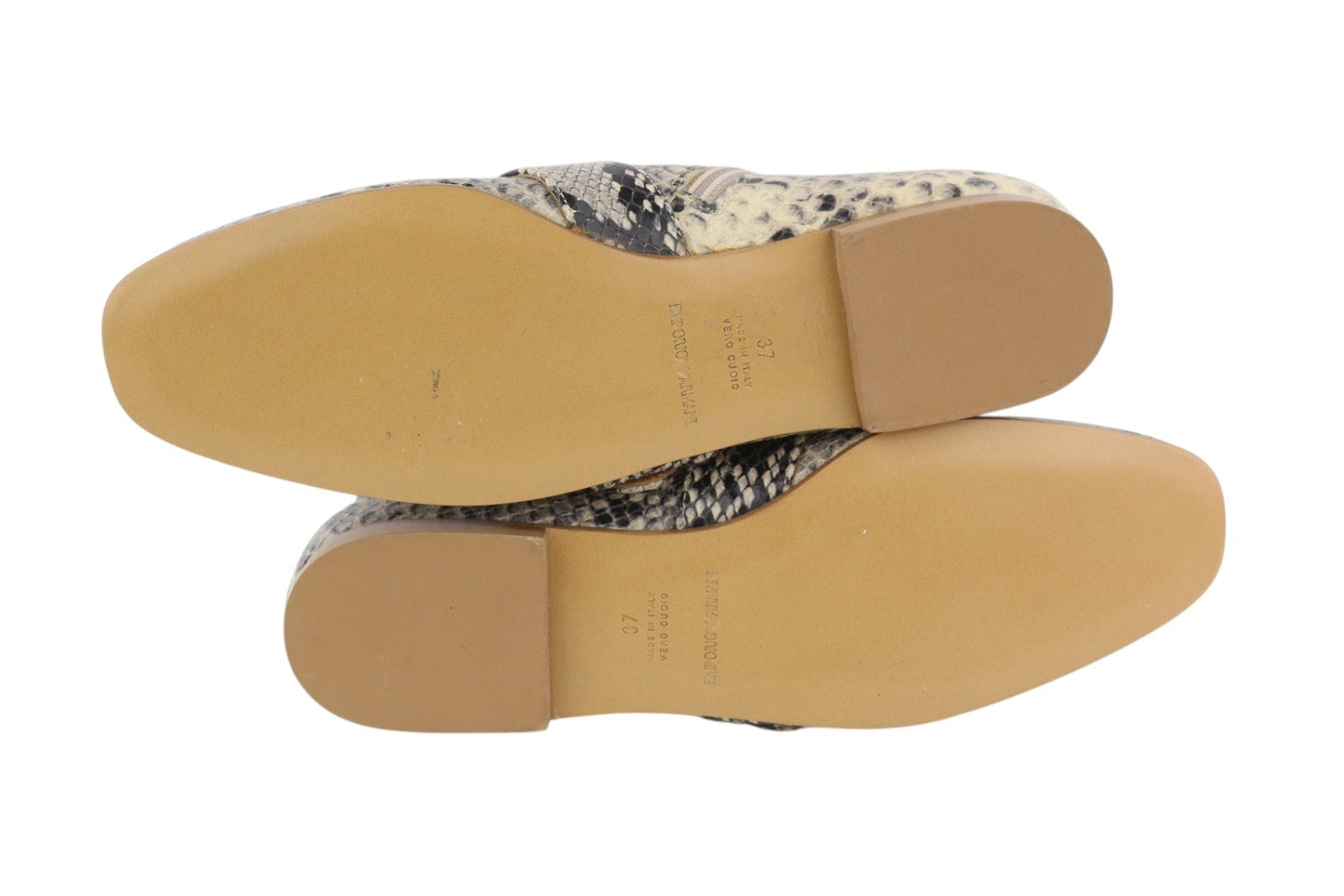 EMPORIO ARMANI Women Boots EU37 Leather Ankle Snake Python Printed Almond Toe