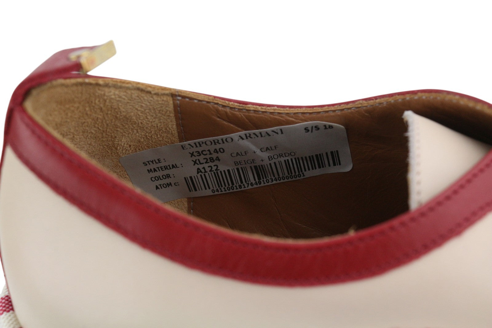 EMPORIO ARMANI X3C140 Women Shoes EU37 Beige Leather Platform Sole Low Top Laced