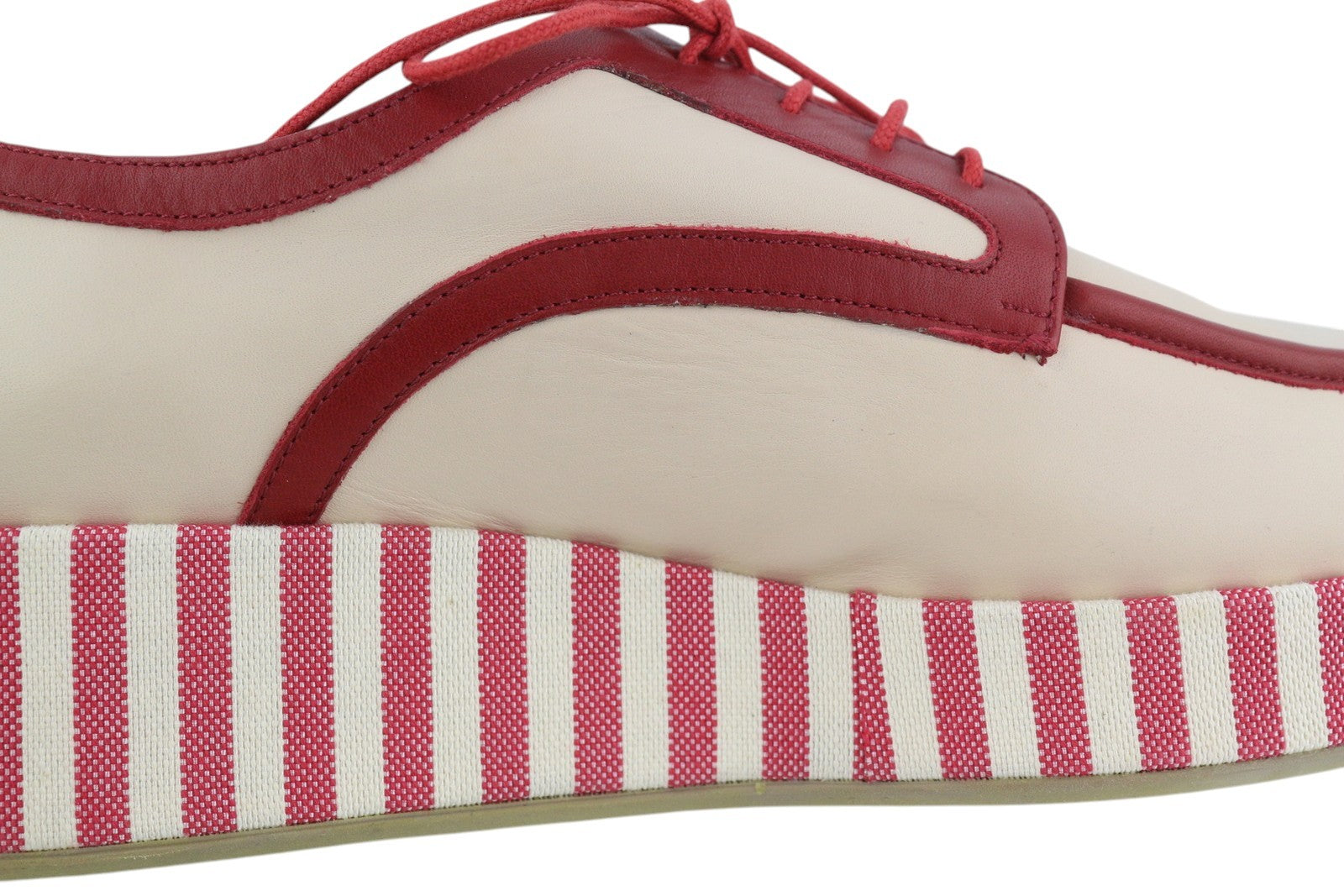 EMPORIO ARMANI X3C140 Women Shoes EU37 Beige Leather Platform Sole Low Top Laced