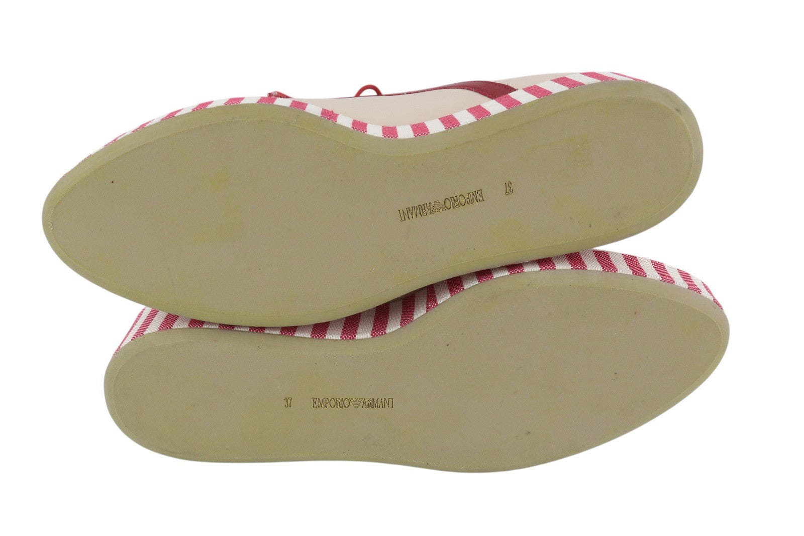 EMPORIO ARMANI X3C140 Women Shoes EU37 Beige Leather Platform Sole Low Top Laced