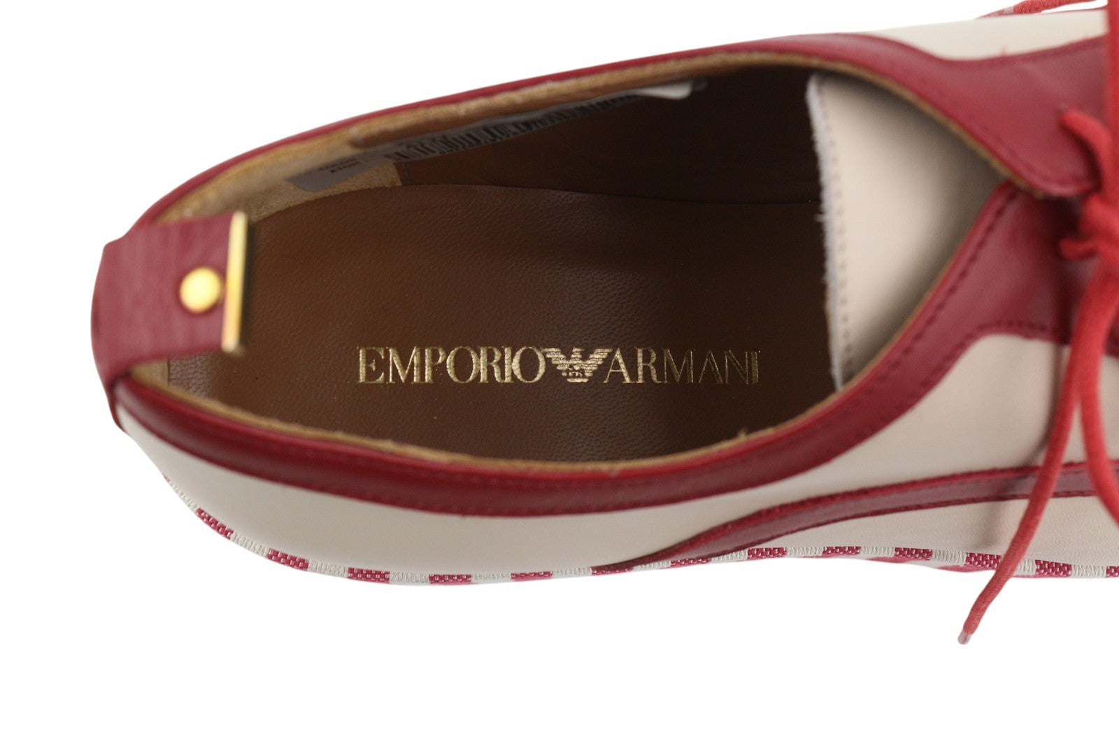 EMPORIO ARMANI X3C140 Women Shoes EU37 Beige Leather Platform Sole Low Top Laced