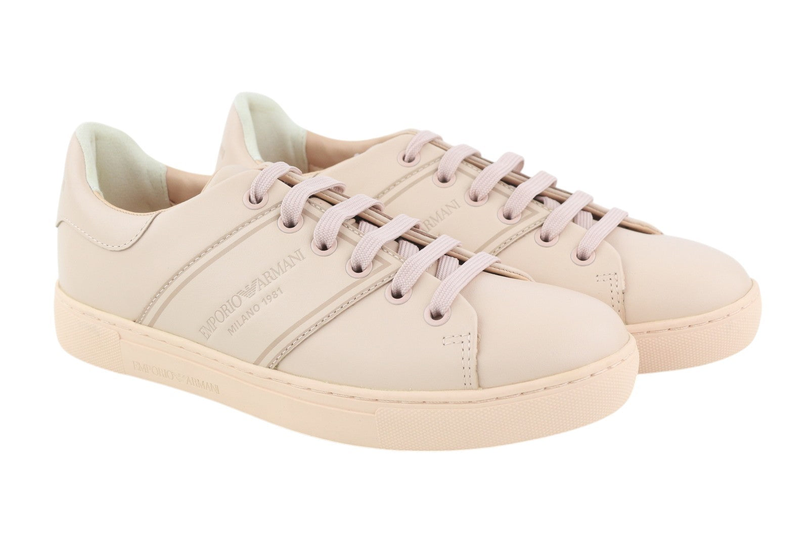 EMPORIO ARMANI X3X096 Women Sneakers EU37 Pink Leather Round Toe Low Top RRP€169