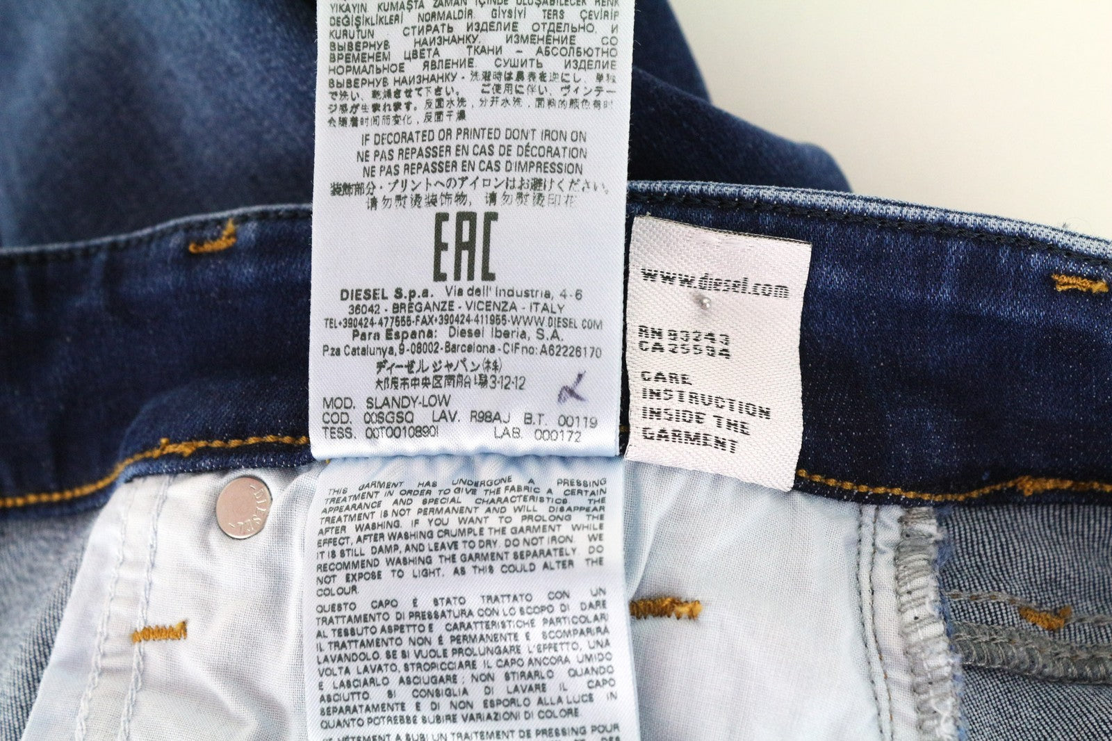 DIESEL Slandy-Low R98AJ Women's Jeans W25/L32 Super Skinny Slim Stretch Blue