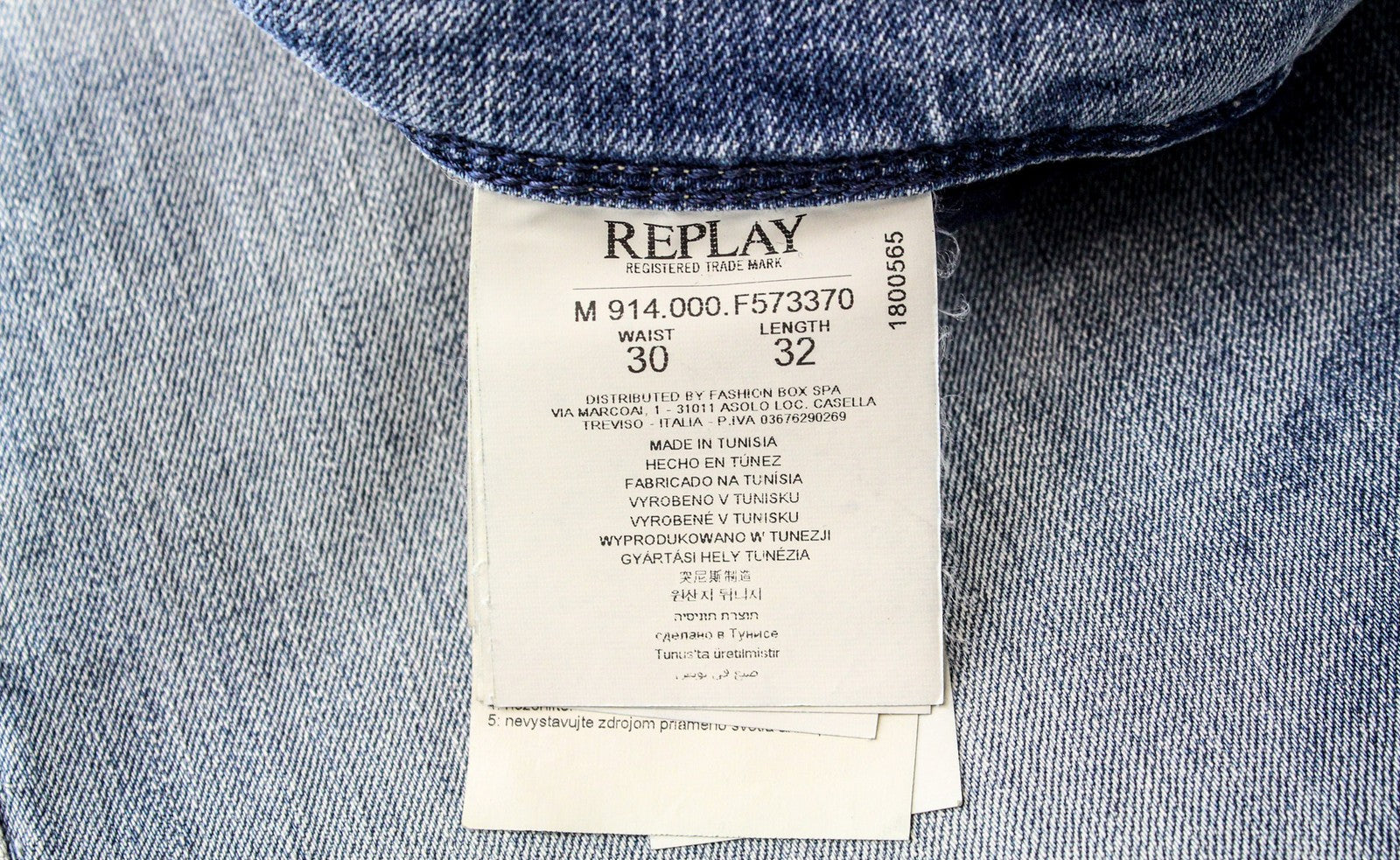 REPLAY Anbass Men's Jeans W30/L32 Light Blue Slim Fit Super Stretch Zip Detail