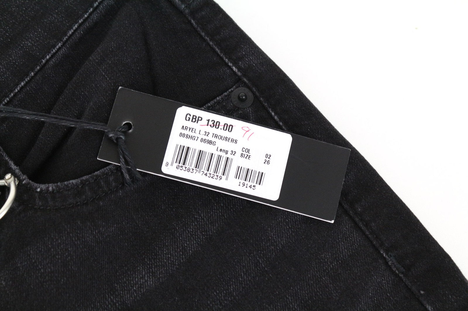 DIESEL Aryel 069BG Women's Jeans W26/L32 Black Washed Straight Cotton Stretch