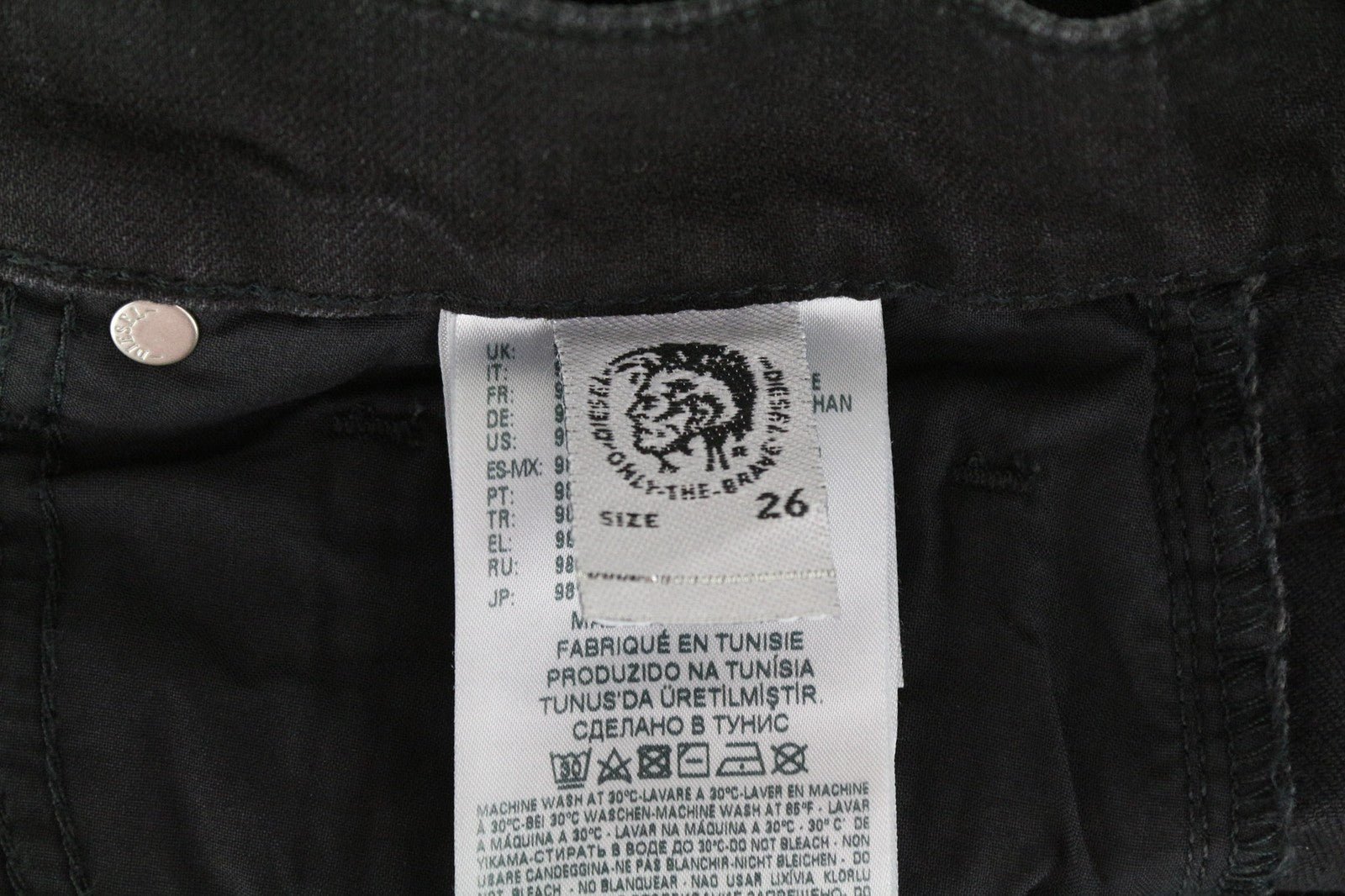 DIESEL Aryel 069BG Women's Jeans W26/L32 Black Washed Straight Cotton Stretch