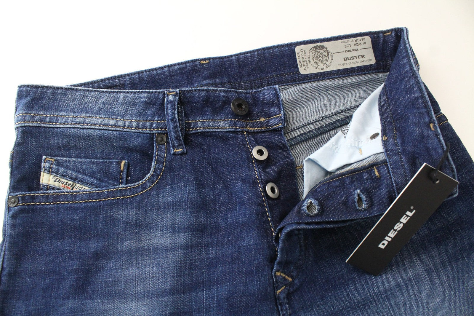 DIESEL Buster 084GR Men's Jeans W28/L32 Slim Taper Blue Stretch Regular Fit