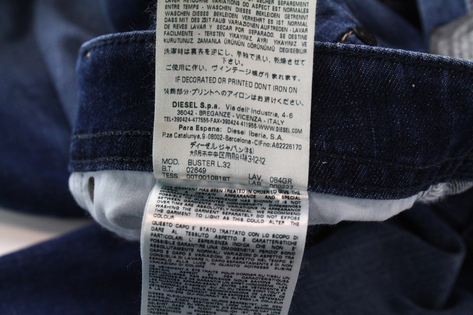 DIESEL Buster 084GR Men's Jeans W28/L32 Slim Taper Blue Stretch Regular Fit