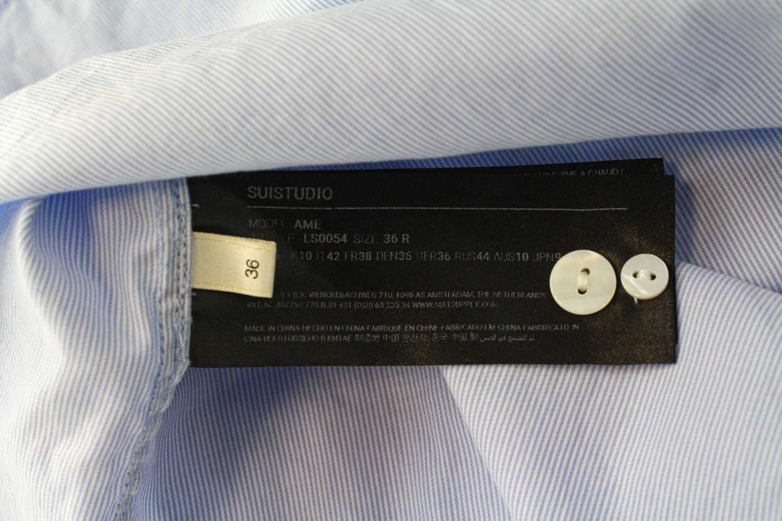 SUISTUDIO Ame Women's Shirt UK10 Light Blue Slim Pleated Bib Tunic Henley Style