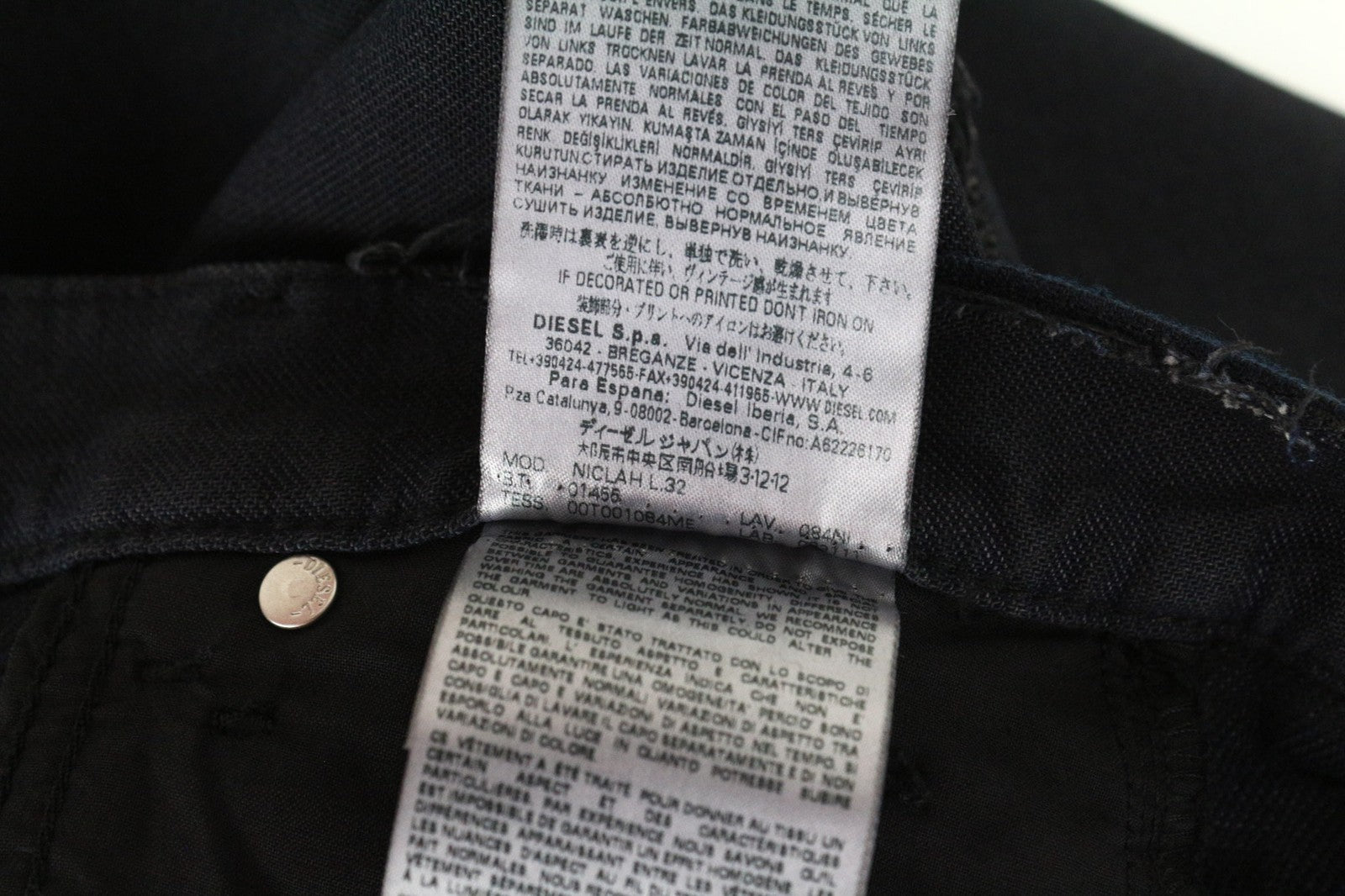 DIESEL Niclah 084NI Women's Jeans W23/L32 Girls Straight Navy Cotton Blend