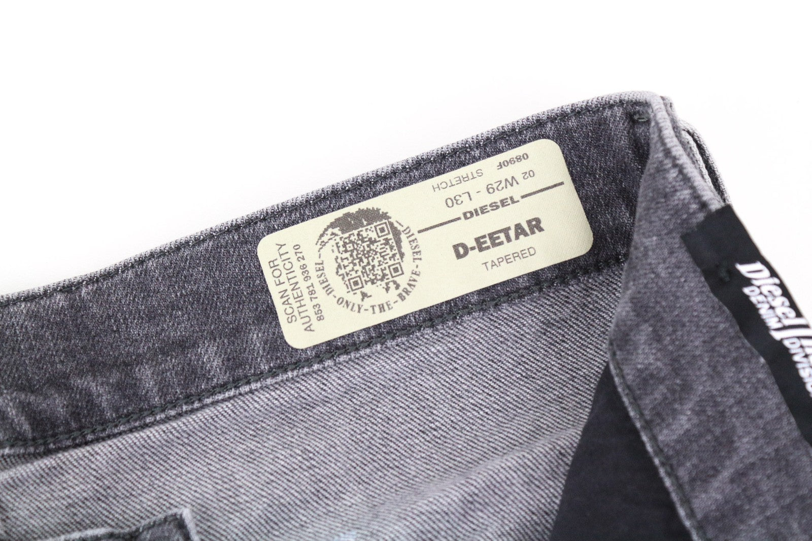 DIESEL D-Eetar 0890F Men's Jeans W29/L30 Tapered Grey Ripped Stretch Cotton