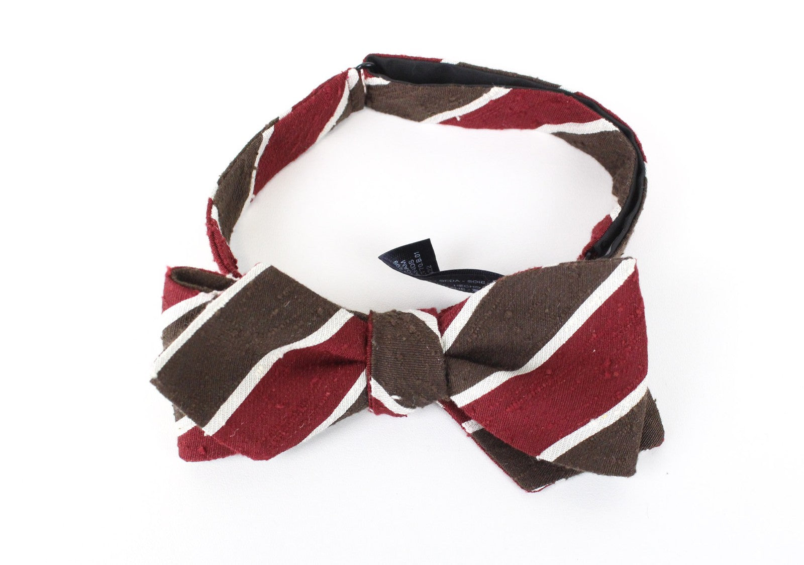 SUITSUPPLY Men's Bow Tie One Size Brown Striped Butterfly Silk Self-Tie Formal