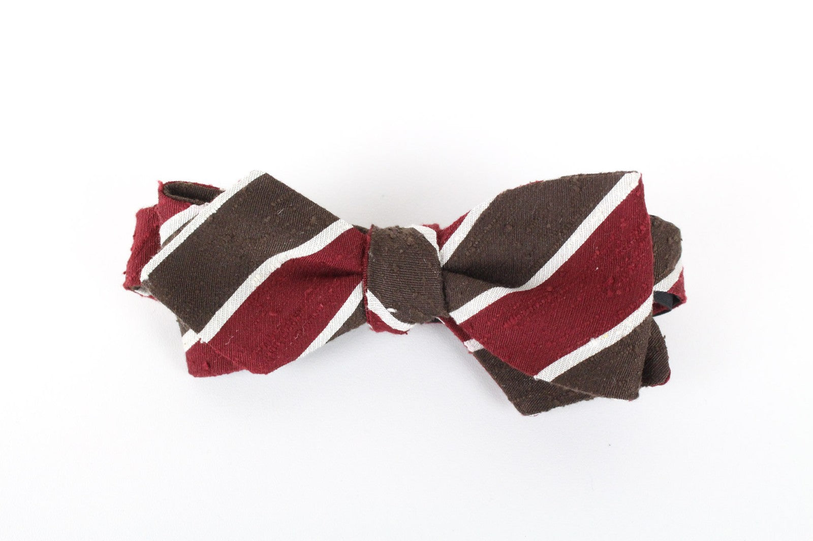 SUITSUPPLY Men's Bow Tie One Size Brown Striped Butterfly Silk Self-Tie Formal