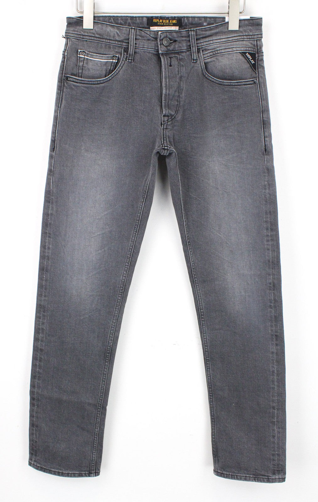 REPLAY Grover Men's Jeans W30/L32 Mid Grey Selvedge Straight Stretch Classic