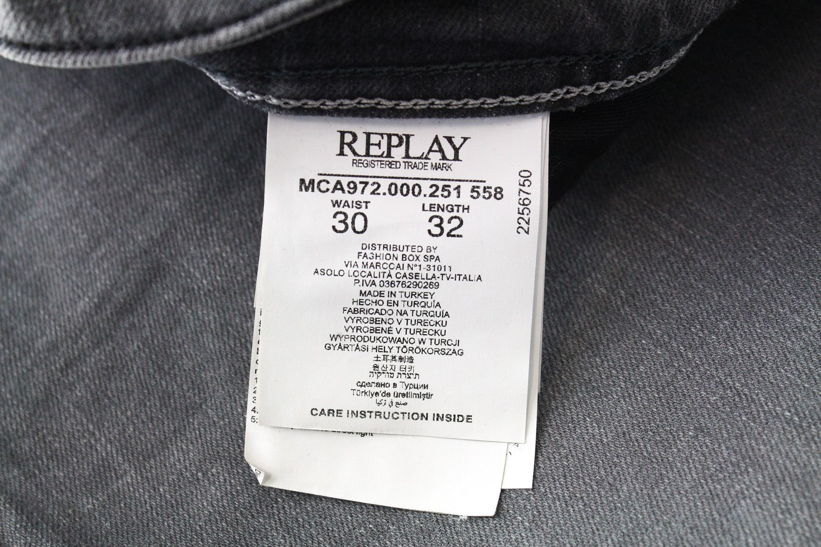 REPLAY Grover Men's Jeans W30/L32 Mid Grey Selvedge Straight Stretch Classic