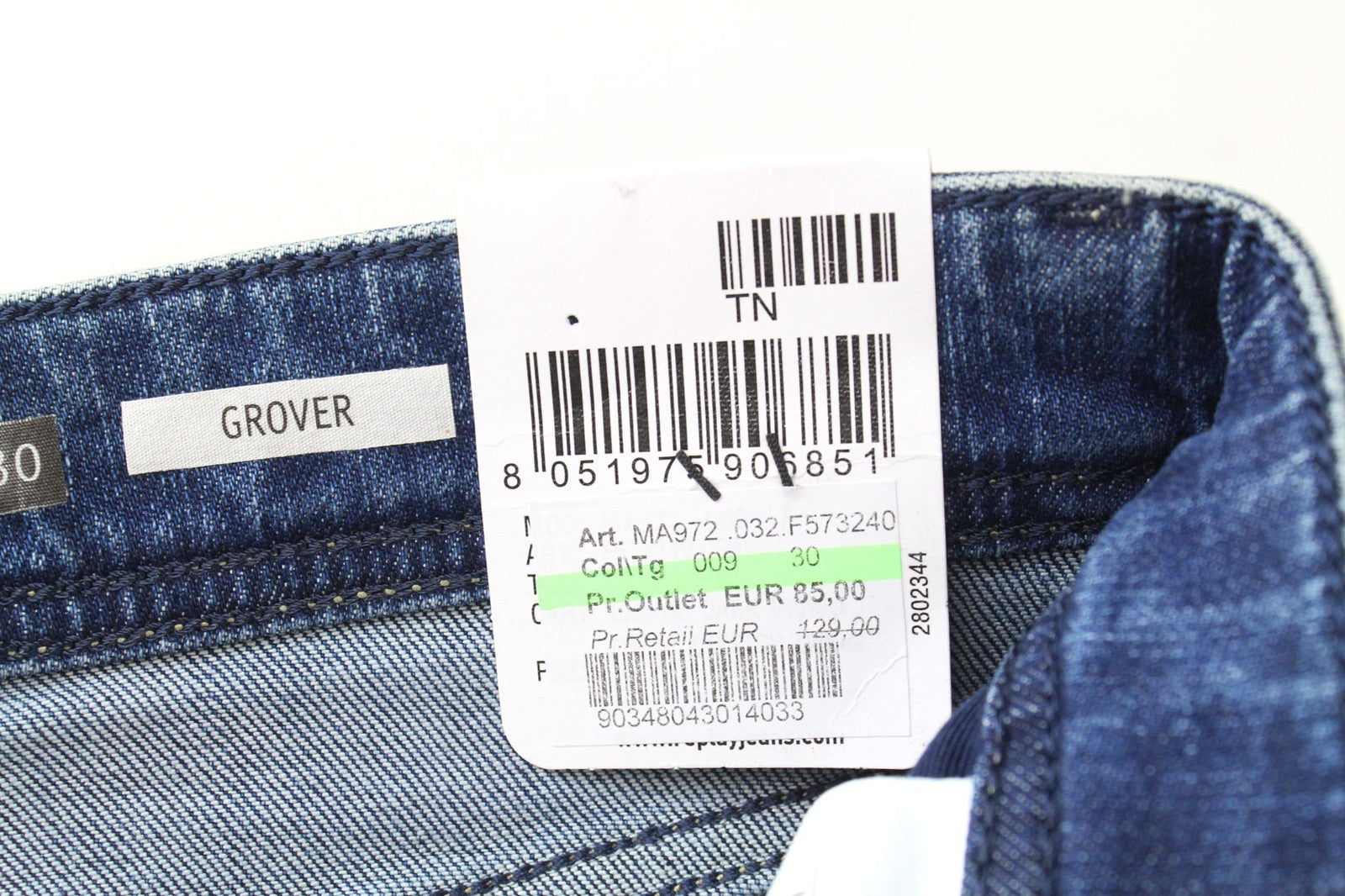 REPLAY Grover Men's Jeans W30/L32 Blue Straight Fit Stretch Classic Button Fly