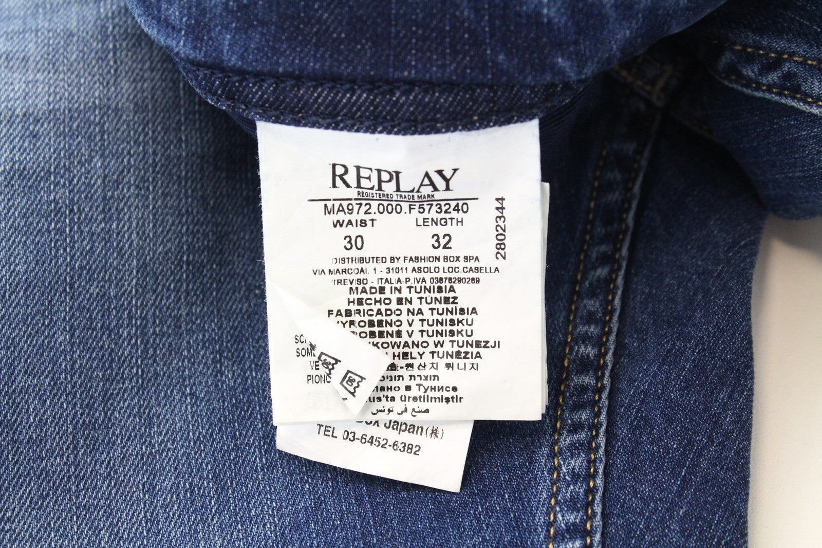 REPLAY Grover Men's Jeans W30/L32 Blue Straight Fit Stretch Classic Button Fly