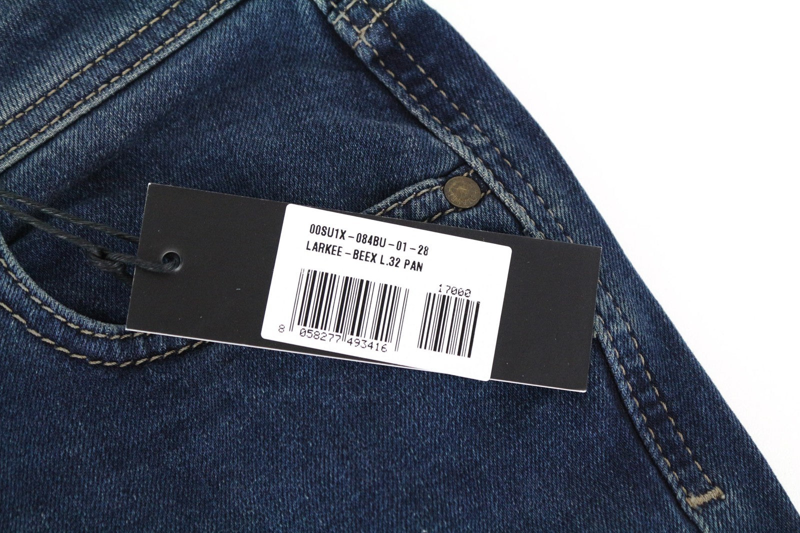 DIESEL Larkee-Beex 084BU vyriški džinsai W28/L32 mėlyni, tamprūs, siaurėjantys, džinsinio kirpimo 