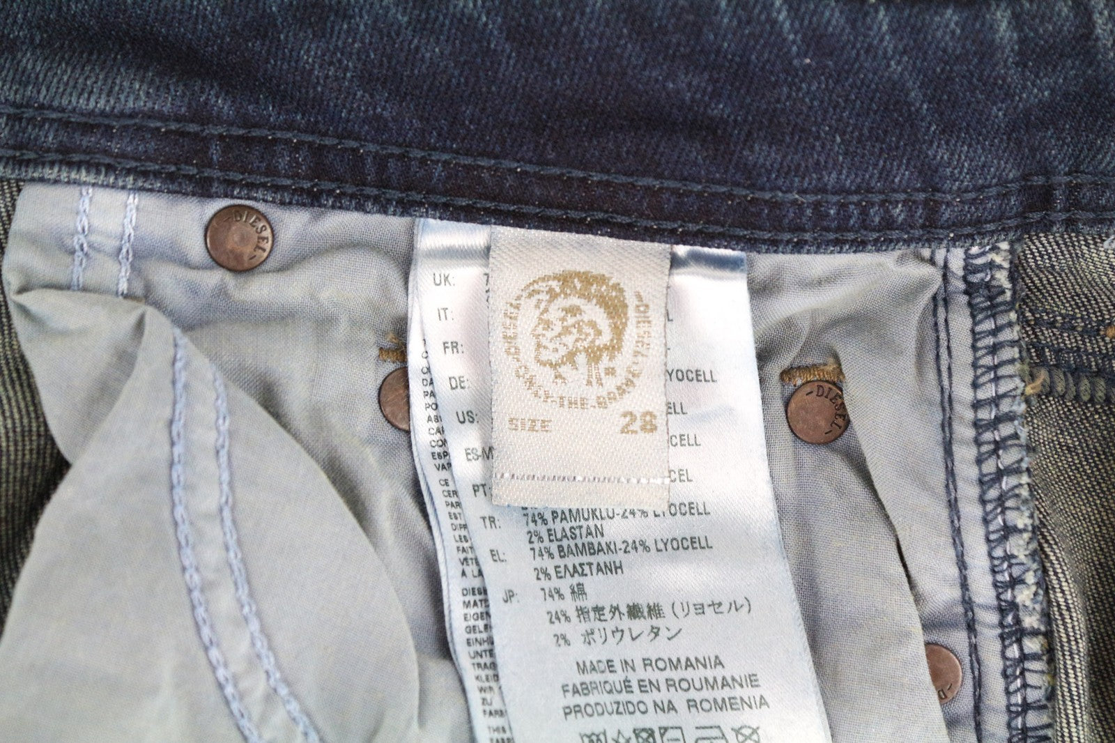 DIESEL Larkee-Beex 084BU vyriški džinsai W28/L32 mėlyni, tamprūs, siaurėjantys, džinsinio kirpimo 