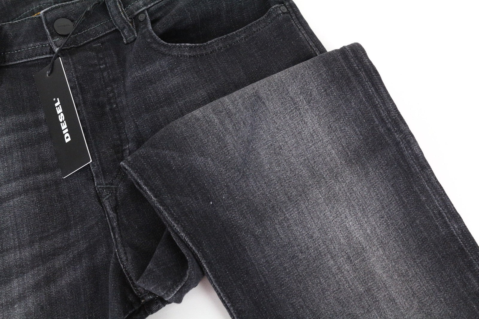 DIESEL Buster 087AM vyriški džinsai W28/L32 Slim Tapered tamsiai pilki tamprūs džinsai 