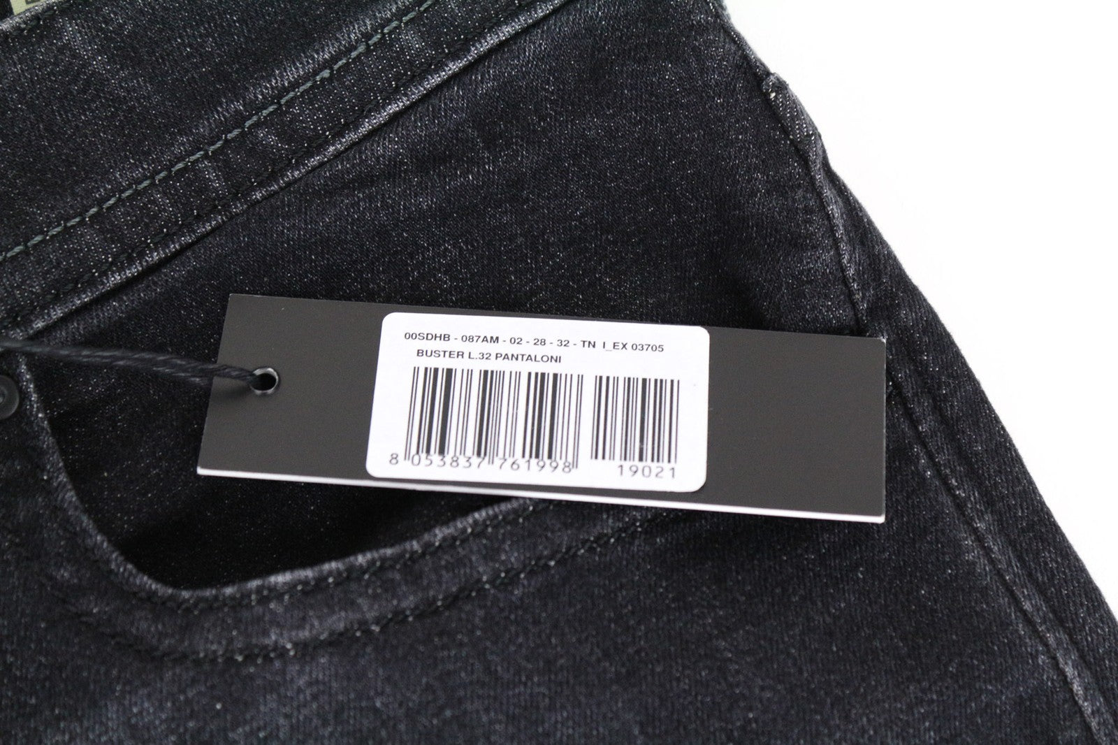 DIESEL Buster 087AM vyriški džinsai W28/L32 Slim Tapered tamsiai pilki tamprūs džinsai 