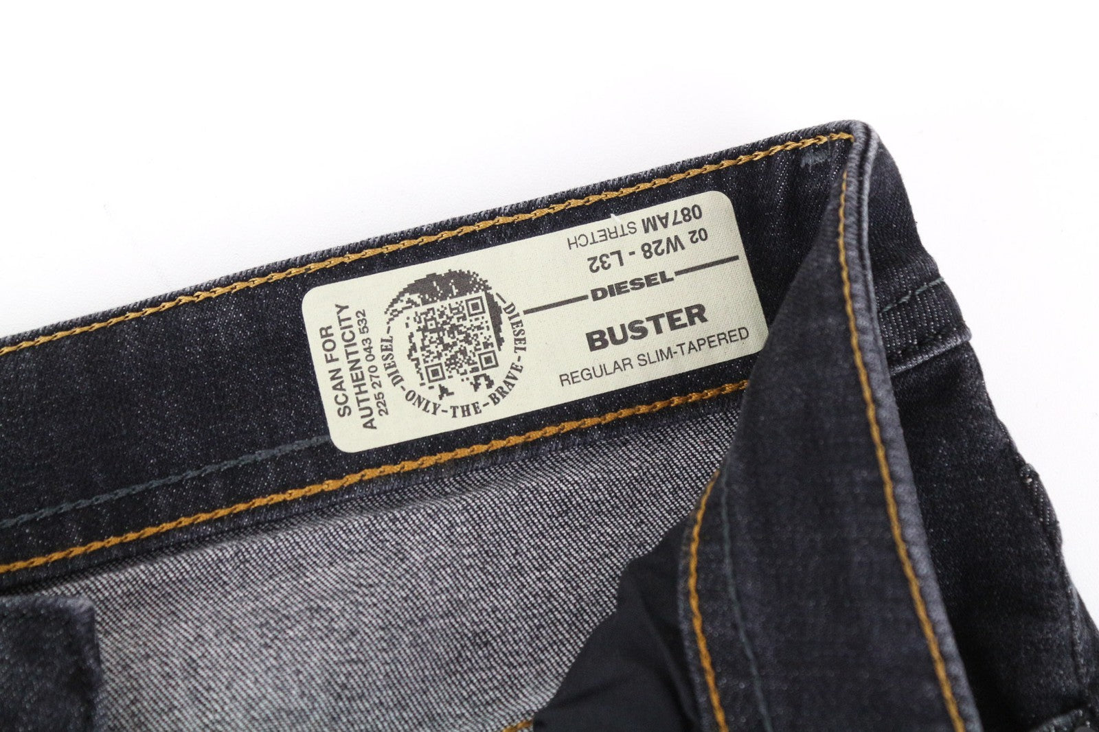 DIESEL Buster 087AM vyriški džinsai W28/L32 Slim Tapered tamsiai pilki tamprūs džinsai 
